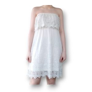 Express size medium backless off white lace tube top dress